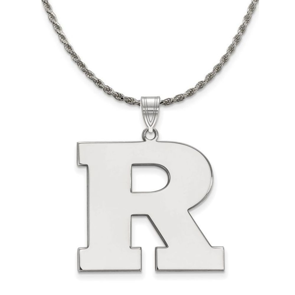 Sterling Silver Rutgers XL Initial R Necklace - 18 Inch